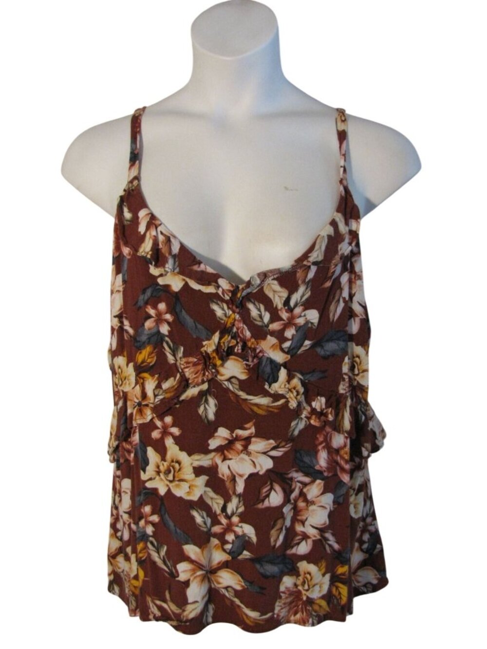 Torrid 3 3X Brown Floral Tank Top Shirt Cami